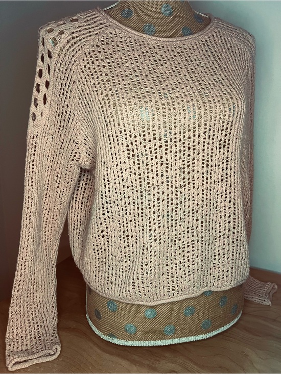 Billabong Sweaters - Billabong Open Knit Scoop Neck Sweater in Blush Pink